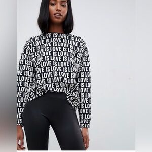 Monki Black and White 'Love Is Love' Sweatshirt